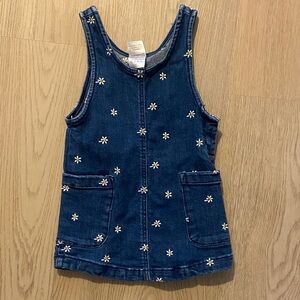 Hanna Andersson Blue Denim Dress with White Floral Embroidery